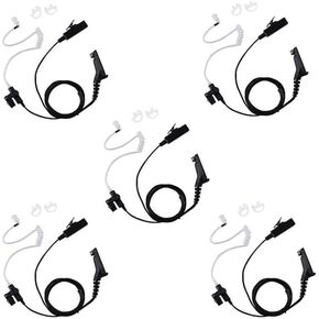 Sarcia Earpiece for Motorola XPR 7550e Earpiece 5 Pack,2 Wire Surveillance Kit Headset with Five Pair Medium Earmolds for Motorola APX6000 XPR6350 6550 6580 7350 7350e 7380 2 Way Radio Walkie Talkie