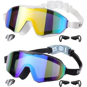 EverSport 2 Pack Kids Swim Goggles Extra Silicone Layer, Swimming Goggles for kids Toddler Youth Children Boys Girls Age 6-16