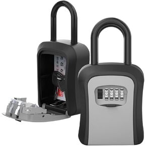 Key Lock Box with Small 4 Digit Combination | Wall Mounted Secure Lock Box for House Key | Resettable Code Safe Security Key Box | Indoor & Outdoor Keys Lockbox for Key Management (A1)
