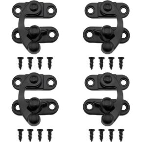 Antique Hook Hasp Latch Black Padlock Buckle Clasp Latch for Jewelry Boxes Cabinets Toolboxes Suitcases (2 Left and 2 Right) -4PCS