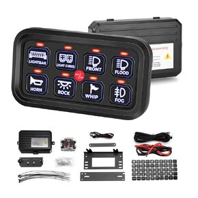 KEMIMOTO 8 Gang Switch Panel: Enhanced Sensitivity, LED Touch Control, Electronic Relay System, 12-24V Waterproof Compatible with Cars, UTVs, Trucks, Wrangler & RZR X3(Blue)