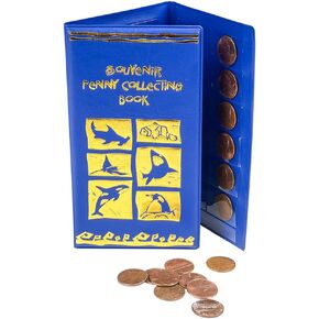 Souvenir Penny Holder Collecting Books (Green - Zoo Animals) Bi-Fold Coin Display for Rare and Elongated Pennies! (Green - Zoo)