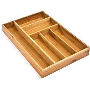 Seville Classics Bamboo Wood Storage Bins Organizer Boxes for Kitchen Counter, Pantry, Closet, Office Bedroom, Makeup, Bathroom, Nursery, K Cup, 5 Piece 3-Size (1 XL, 2L, 2M) Shelf Bin Set, Bamboo