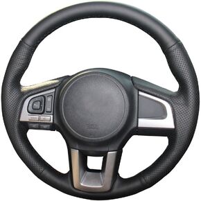 DIY Stitching Steering Wheel Cover for Subaru Legacy Outback 2015 2016 2017 / Forester 2017 2018 / Crosstrek 2016 2017 / XV 2016 Interior Accessories Genuine Leather (Black Thread)
