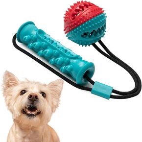 Dog Chew Toy with Rope and Ball Attachment - Durable Squeaky Dog Chew Toy for Aggressive Chewer Large Breed - Non-Toxic and Interactive Dental Cleaning Toy