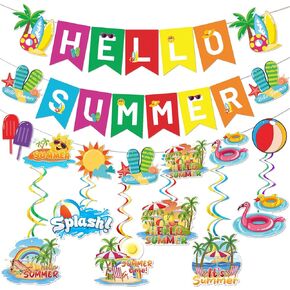 Hello Summer Banner Summer Party Decorations End of School Year Party Decorations Schools Out for Summer Decorations Last Day of School Decorations Pool Party Decorations