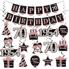 KORHONEN 18th Birthday Decorations for Girls, Pink Black 2006 Birthday Party Decorations Include Happy 18th Birthday Banner and Hanging Swirls, Happy 18th Birthday Party Decor for Girls Women