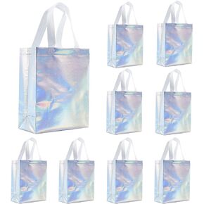 Tendwarm Iridescent Gift Bag Set of 12 Reusable Medium Size Favor Bags for Party Wedding Christmas 8x4x10 Inches