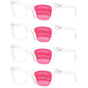 4 Pack Progressive Multifocal Reading Glasses for Women Blue Light Blocking Spring Hinges Ladies Readers