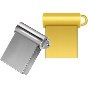 2PCS Gold Super Mini Small Size Ultra USB Flash Drives Gold Metal Thumb Drives Memory Stick 3 Years Warranty USB pendrive (Golden （2 Pack）, 4GB)