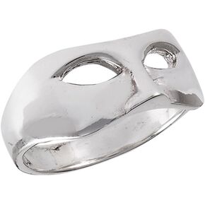 Opera Mask Bandit Phantom Eye Cutout Ring .925 Sterling Silver Band Sizes 7-10