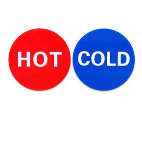 Hot Cold Water Sign Self-adhesive Cold Hot Stickers, 1.42 Inch Acrylic Label Child-friendly Guest - friendly Cold Hot Signs for Bathroom Washroom Hotel Home (2 Pack, black)