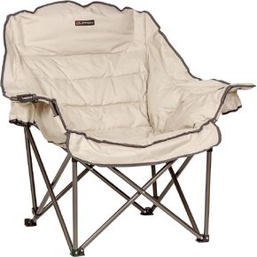 Lippert Big Bear Club Camping Chair - Dark Grey, Comfortable Foldable Chair, Oversized Pillow Cushions, Dual Cupholders, Powder Coated Steel, 600D Polyester Fabric, 400 lb. Capacity, 2022114815