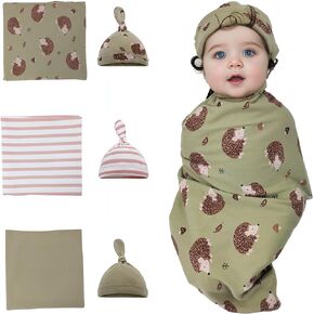 Receiving Blankets Girl 3 Pack 100% Cotton Swaddle Blankets Knitted Unisex Baby Blankets 35" x 35" Newborn Receiving Blankets Soft Newborn Baby Boy Swaddle Blanket (Dark Brown Lion Grid)