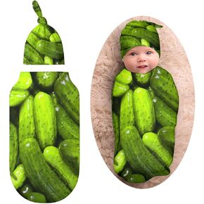 3D Funny Realistic Food Baked Beans Saltine Cracker Newborn Baby Swaddle Blanket with Beanie Hat Baby Receiving Blanket Soft Baby Sleep Sack Baby Wraps Blankets Gifts for Boys Girls Infant