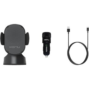 Kenu Airbase Car Phone Mount Wireless Charger - Windshield, Dashboard, Desk Phone Holder - Suction Cup and 360 Degree Pivot, Qi Fast-Charging - Use with Latest iPhones, Samsung and Androids