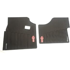 Kenworth OEM T680 Black Rubber Floor Mats w/Red Logo Fits 2013-2022 - All-Weather/Terrain