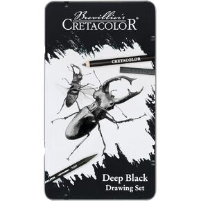 Cretacolor Deep Black Drawing 10-Piece Set, Multi
