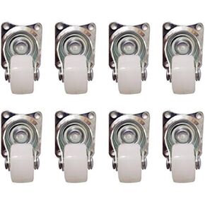 Caster Wheels 1 inch Plate Casters Nylon Base Swivel Casters Wheels Set of 8 Premium Polyurethane Wheels with Rectangle Top Plate