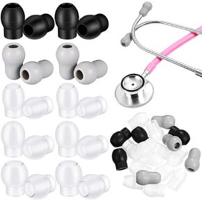 10 Pairs 3 Sizes S/M/L Soft Ear Tip Pieces Earbud Replacement Parts Stethoscope Ear Pieces with 8 Pairs Stethoscope Ear Tip 2 Pairs Gray Ear Bud Cover Compatible with 5mm and 6mm Stethoscopes