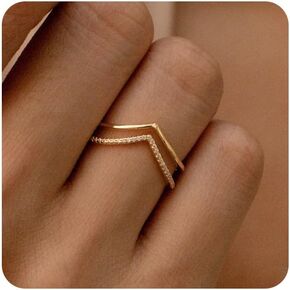 MIDEEO Gold Rings for Women Non Tarnish Trendy Stackable Dainty 14K Gold Plated Cubic Zirconia Thumb Ring Set Trendy Statement Chunky Promise Engagement Rings Size 6 7 8 9