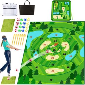 2-in-1 Golf Chipping Game Mat,6.5x5 FT Golf Practice Mat Training Mat Outdoor Indoor Games for Adults Kids Family Backyard Games Party,Outdoor Play Chip Golf Mat Toss Game Toys Gifts (No Club)