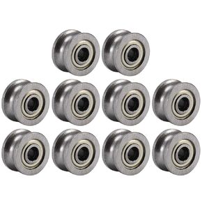 Jeanoko 10Pcs U-Groove Grooved Belt Pulley Deep Metal U Groove Guide Pulley Bearing Wheel for Track Linear Motion System