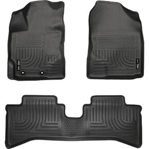 Husky Liners Weatherbeater Floor Mats | Fits 2012 - 2016 Toyota Prius C | Front & 2nd Row, 3-pc Black - 99501