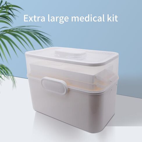 Portable Clear Medicine Box Empty, Family First Aid Dispenser/Art & Crafts Case/Folding Tool Organizer/Multipurpose Storage Container 3-Layers Storage Bin for Family Emergency (Green) in Saudi Arabia