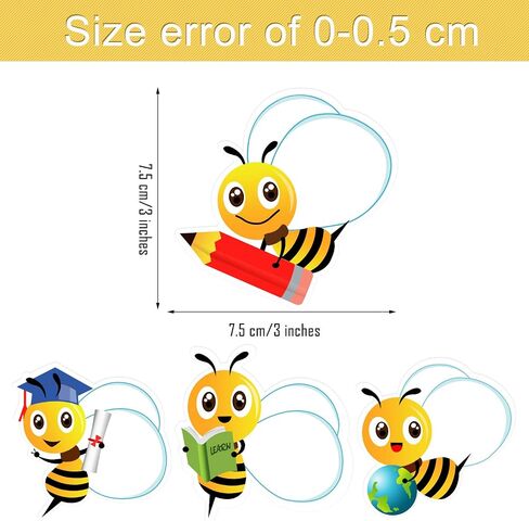 100 Pieces Bees Cutouts Stickers Self-Adhesive Bees Bulletin Board Classroom Decoration Bee Name Tag Labels in Saudi Arabia