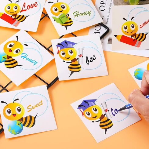 100 Pieces Bees Cutouts Stickers Self-Adhesive Bees Bulletin Board Classroom Decoration Bee Name Tag Labels in Saudi Arabia