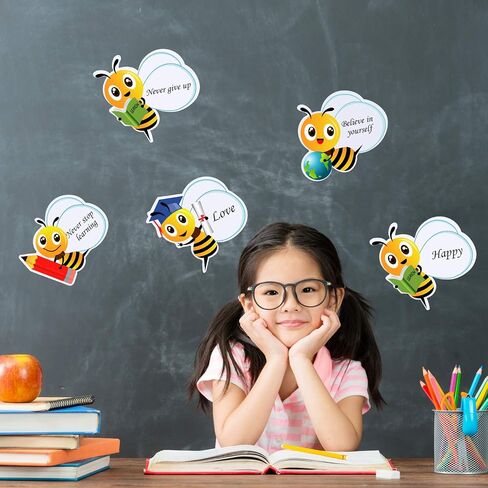 100 Pieces Bees Cutouts Stickers Self-Adhesive Bees Bulletin Board Classroom Decoration Bee Name Tag Labels in Saudi Arabia
