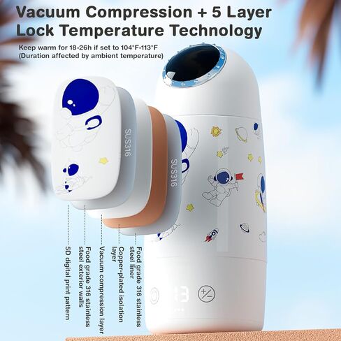 Portable Bottle Warmer for Baby Formula, 17oz Travel Milk Warmer with Fast Charge Cordless 3min Rapid Heat Instant Breastmilk Formula Water Warmer with Adjustable Temperature Journey On The Go in Kuwait