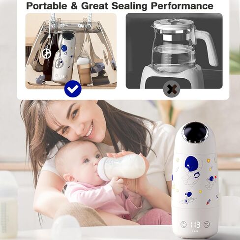 Portable Bottle Warmer for Baby Formula, 17oz Travel Milk Warmer with Fast Charge Cordless 3min Rapid Heat Instant Breastmilk Formula Water Warmer with Adjustable Temperature Journey On The Go in Kuwait