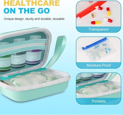 مجموعة أكياس حبوب الدواء القابلة لإعادة الاستخدام، منظمات حبوب الدواء بسحاب أسبوعيًا، حاوية حبوب سفر كبيرة، خالية من مادة BPA، أكياس بسحاب قابلة لإعادة الاستخدام مقاس 4.3 × 3.1 بوصة، أكياس طبية مرمزة بالألوان (7 ألوان متعددة) in Kuwait