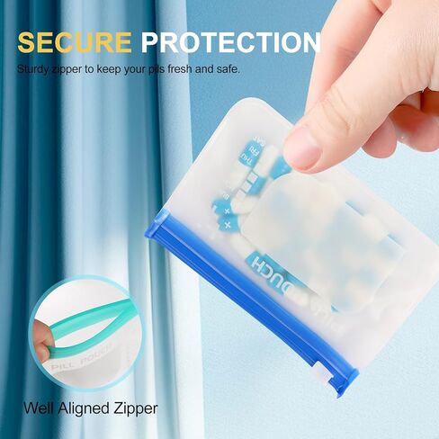 مجموعة أكياس حبوب الدواء القابلة لإعادة الاستخدام، منظمات حبوب الدواء بسحاب أسبوعيًا، حاوية حبوب سفر كبيرة، خالية من مادة BPA، أكياس بسحاب قابلة لإعادة الاستخدام مقاس 4.3 × 3.1 بوصة، أكياس طبية مرمزة بالألوان (7 ألوان متعددة) in Kuwait