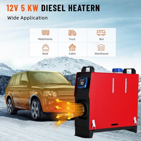 Diesel Heater 5KW 12V, All-in-One Diesel Air Heater, Portable Diesel Heater with Remote Control & LCD Monitor, Quick Heating for Car,RV,Truck, Camper,Trailer,Red in Saudi Arabia