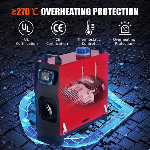 Diesel Heater 5KW 12V, All-in-One Diesel Air Heater, Portable Diesel Heater with Remote Control & LCD Monitor, Quick Heating for Car,RV,Truck, Camper,Trailer,Red in Saudi Arabia
