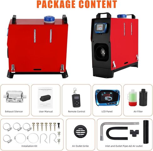 Diesel Heater 5KW 12V, All-in-One Diesel Air Heater, Portable Diesel Heater with Remote Control & LCD Monitor, Quick Heating for Car,RV,Truck, Camper,Trailer,Red in Saudi Arabia