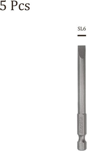 5pcs Slotted Screwdriver Bit - [3 Inch x H1/4 x SL6] Hex Shank Magnetic Flat Batch Head for Pneumatic or Power Tool Use, S2 Steel in Saudi Arabia