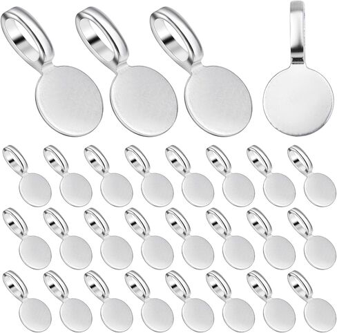 Aylifu 100 Pieces Tibetan Style Glue-on Flat Pad Bails Pendants Charms Earring Bails Accessories for DIY Necklace Crafts Jewelry Making, Bronze, 18 mm x 9 mm in Saudi Arabia