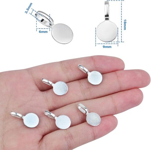 Aylifu 100 Pieces Tibetan Style Glue-on Flat Pad Bails Pendants Charms Earring Bails Accessories for DIY Necklace Crafts Jewelry Making, Bronze, 18 mm x 9 mm in Saudi Arabia
