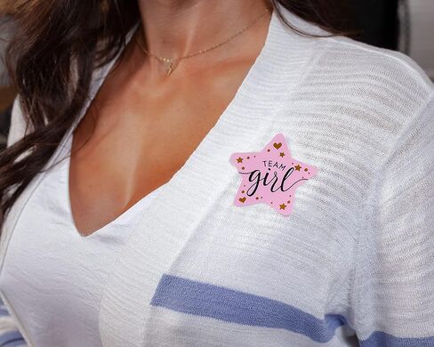 ملصقات تكشف عن الجنس مقاس 2.25 سم لدعوات الحفلات وألعاب التصويت (عدد 80) - ملصقات Team Boy وTeam Girl مع رقائق ذهبية للكشف عن الحفلات وحفلات استقبال الأطفال | سهلة التقشير واللصق (نجمة) in Kuwait