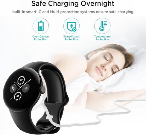 Charger Cable Compatible for Google Pixel Watch 2 Magnetic USB Type-C Charging Cord Accessories Replacement for Pixel Watch 2 Smartwatch 3.3Feet (Black&White) in Saudi Arabia