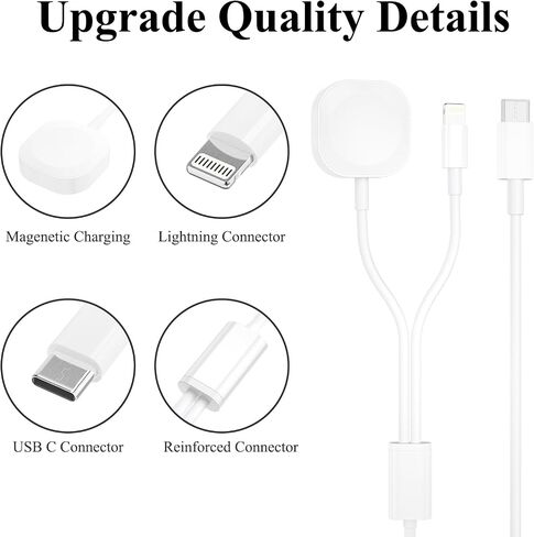 Charger Compatible with 2 in 1 Apple Watch Charger, Fast iPhone Charging Cable Magnetic iWatch Charger for Watch Series SE2/8/7/6/5/4/3/2/1, iPhone 14/13/12/11/XS/XR/X/8, iPad, AirPods (USB C) in Saudi Arabia
