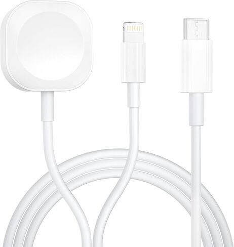 Charger Compatible with 2 in 1 Apple Watch Charger, Fast iPhone Charging Cable Magnetic iWatch Charger for Watch Series SE2/8/7/6/5/4/3/2/1, iPhone 14/13/12/11/XS/XR/X/8, iPad, AirPods (USB C) in Saudi Arabia