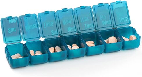 Pill Boxes 7 Day 1 Times a Day with 7 Compartments (Detachable/Combined), Travel Pill Box Organiser, Pill Holder for Vitamins and Medication (Green) in Saudi Arabia