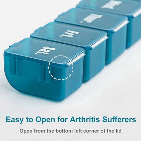 Pill Boxes 7 Day 1 Times a Day with 7 Compartments (Detachable/Combined), Travel Pill Box Organiser, Pill Holder for Vitamins and Medication (Green) in Saudi Arabia