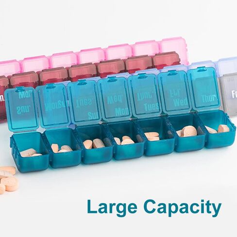 Pill Boxes 7 Day 1 Times a Day with 7 Compartments (Detachable/Combined), Travel Pill Box Organiser, Pill Holder for Vitamins and Medication (Green) in Saudi Arabia