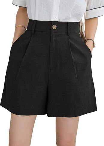 MakeMeChic Women's Tailored Shorts High Waist Wide Leg Shorts with Pockets in Saudi Arabia